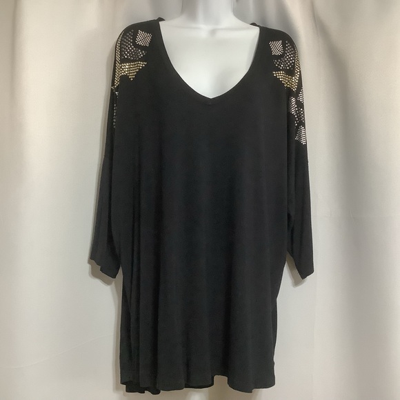 Dex Tunic Women’s Size 1X Loose Fit Sequins Stretchy Black - Picture 10 of 10